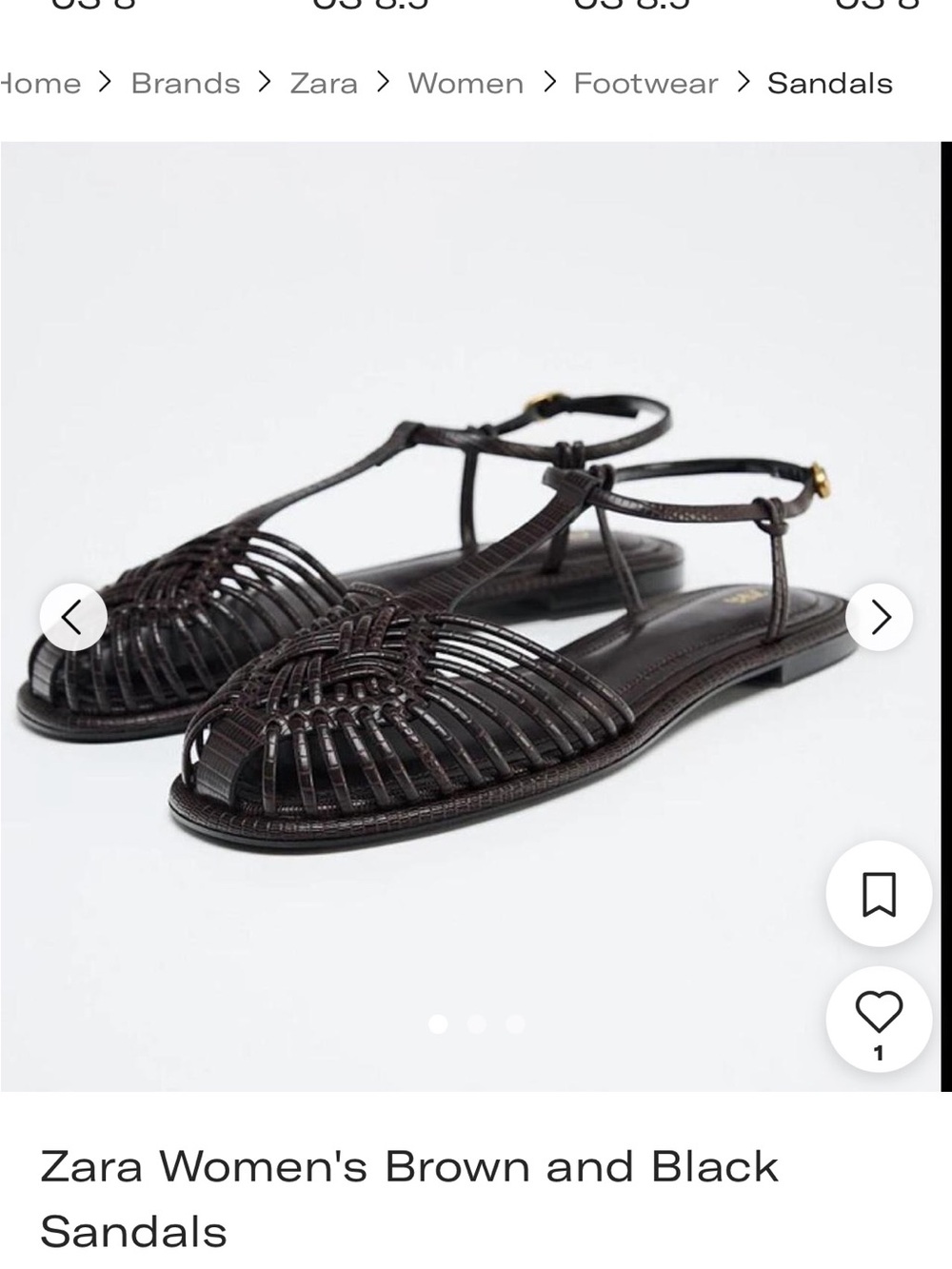 Zara Brown and Black Woven T-Strap Sandals